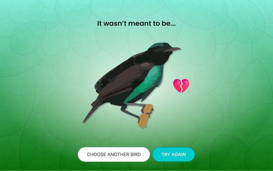 Digital comp of the game's lose screen